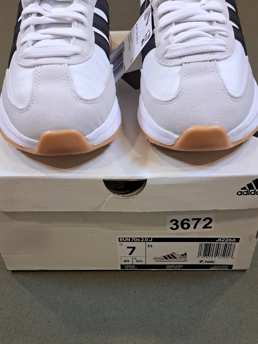 Adidas Run 70s 2.0 Shoes - Color: White/Black/Grey - Size: Kids 7